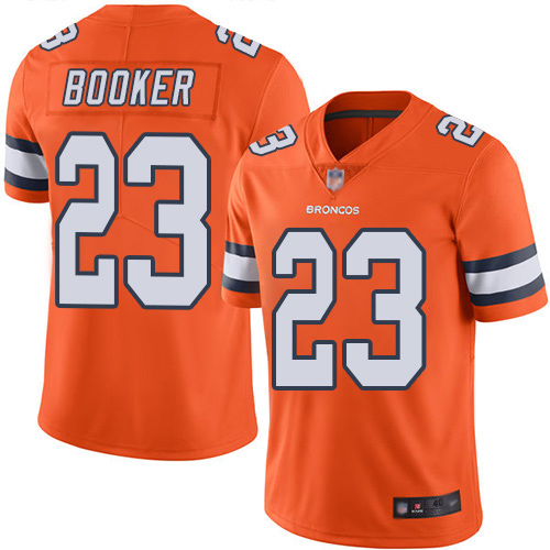 Men Denver Broncos #23 Devontae Booker Limited Orange Rush Vapor Untouchable Football NFL Jersey